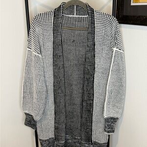 Soft Waffle Womens White and Black Cardigan